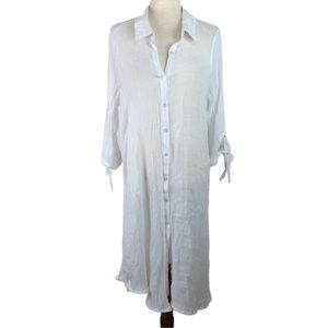 Mlle Gabrielle white swimsuit cover tunic dress beach wear light weight